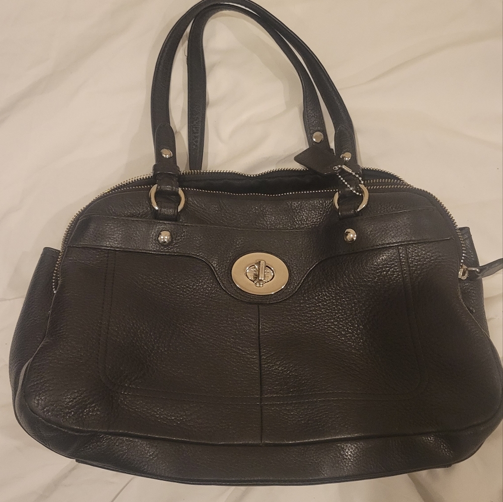 Coach all leather shoulder purse
